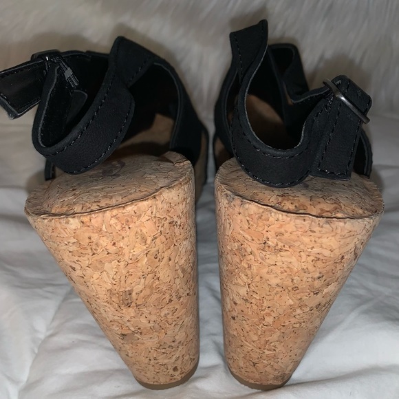 LUCKY BRAND CORK BLACK Wedges heels women’s size 8.5 - Picture 8 of 15